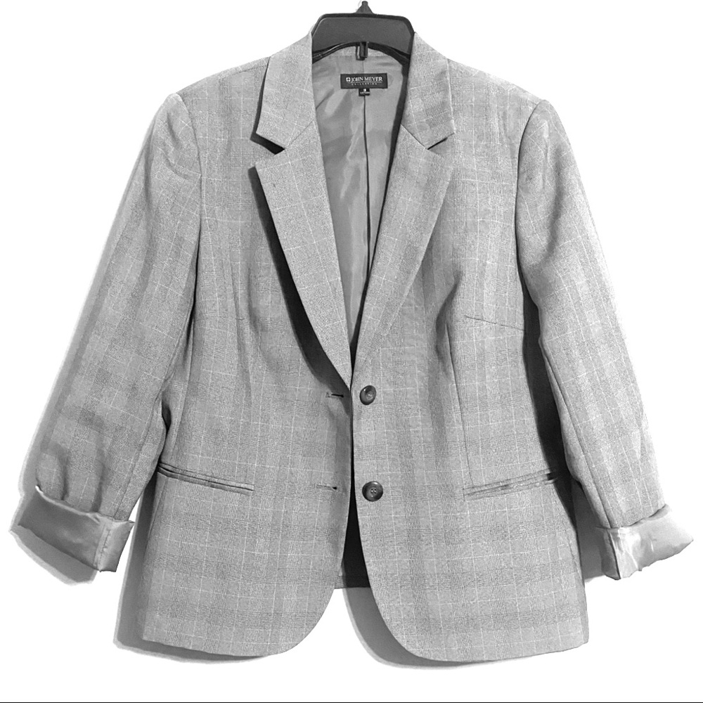 Grey plaid blazer
